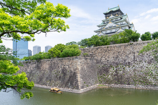 Osaka Castle, a famous landmark and popular tourist attractions in Osaka, Japan