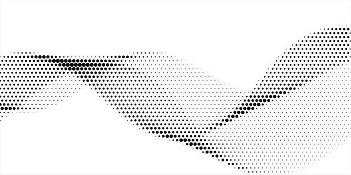Minimalist abstract background featuring a creative halftone dot pattern in a flowing wave formation