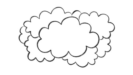 Obraz premium Hand Drawn Cloud Group Illustration - Thought and Sky Concept. A cluster of hand-drawn clouds in a doodle style, perfect for thought bubbles, dream sequences, or weather-related designs.