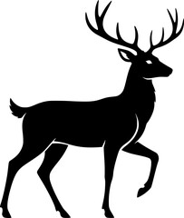 Obraz premium Majestic Deer Buck Silhouette Black and White Vector Isolated on a White Transparent Background Graphic Clipart