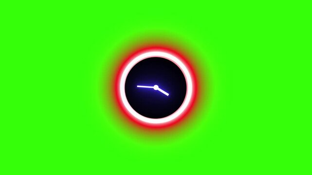 Futuristic neon clock animation with glowing digital timer display and smooth countdown motion. Modern clock UI featuring luminous neon effects, sci-fi stopwatch style, electronic time counter,