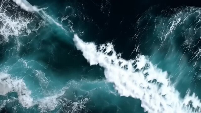 Aerial view of ocean waves forming abstract textured patterns