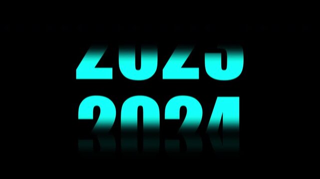 2020 to 2027 rolling year text animation with blue timelapse concept, symbolizing time passing and future progression. 4K alpha channel preloader animation with transparent background.