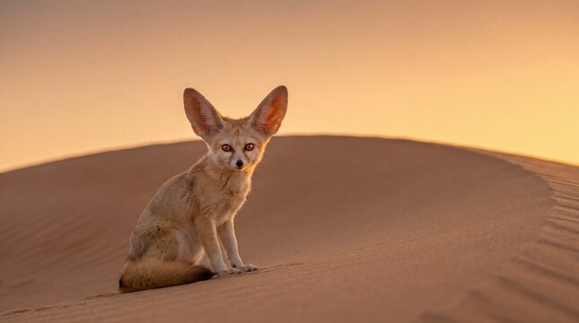 Fennec Fox Enormous Ears Desert Sand Dune Twilight Close-Up Portrait Arabian Wildlife
