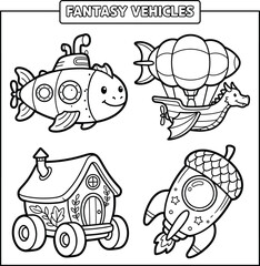 Fototapeta premium Dino Airplane Adventure Coloring Page