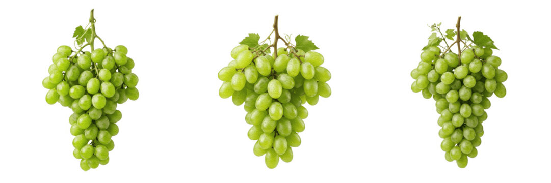 Green Grapes Bunch PNG Cutout - Sweet Fresh Juicy Fruit Vineyard, Wine Snack Healthy Organic Dessert, Table Grapes Vitamin Pack Set
