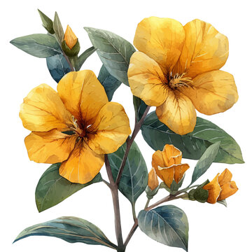 Monkey Flower Flower, refined watercolor illustration with luminous tones and soft layered brushwork, isolated on a white background.
