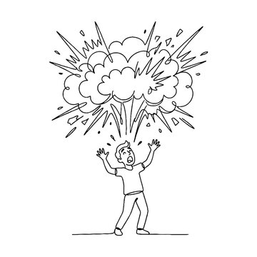 Man with exploding head in shock.