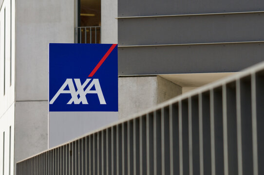 Axa insurance company sign hanging in St. Gallen