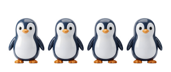 Naklejka premium An adorable collection of 3D minimalistic penguin figurines showcasing cute expressions and sleek design, perfect for enhancing playful decor themes.