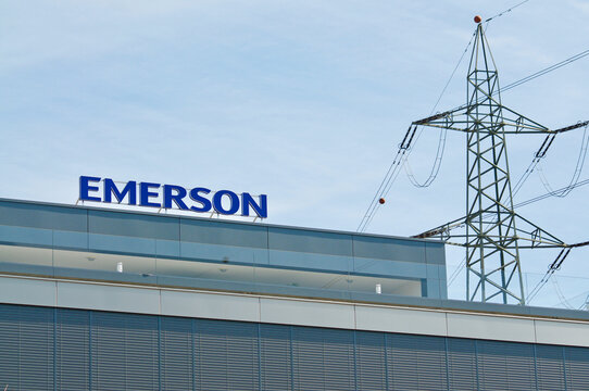 Emerson Electric Co. sign at office building in Baar, Switzerland