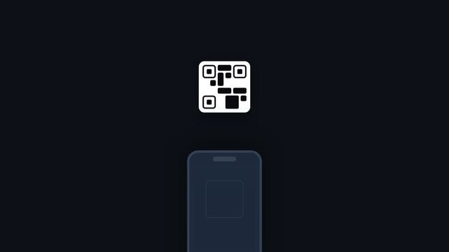 Close-up of a smartphone scanning a QR code on a black background with a sleek, modern aesthetic and a predominantly dark color scheme.