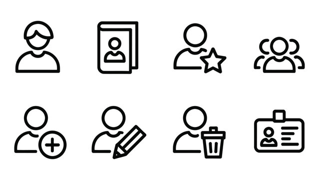 Set of User Profile and Contact Management Outline Icons