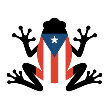 Coqui Tree Frog with Puerto Rican Flag