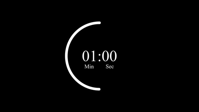 Minimalist Digital Countdown Timer Animation for 2 and 3 Minutes with Circular Progress Bar.