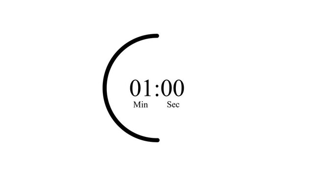 Long Duration 5 Minute Digital Countdown Timer Animation with Circular Progress Indicator.