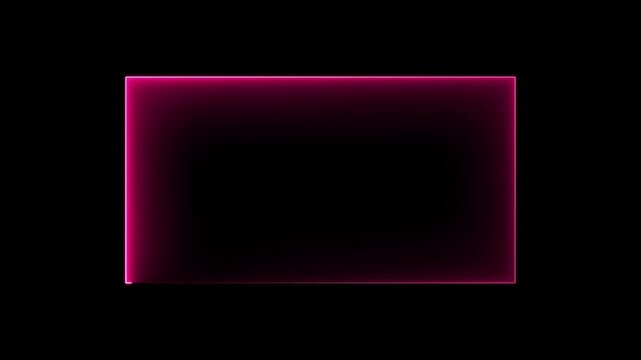 Colorful Neon Glowing Rectangular Border Animation on Black Background.