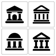 Fototapeta premium Set of four bank building vector icons with rounded style for finance graphics