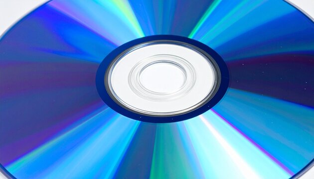 Close-up abstrato de disco &oacute;ptico com reflexos azuis e roxos vibrantes