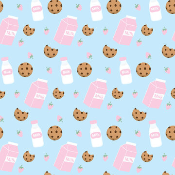 Seamless strawberry milk cookies Pattern