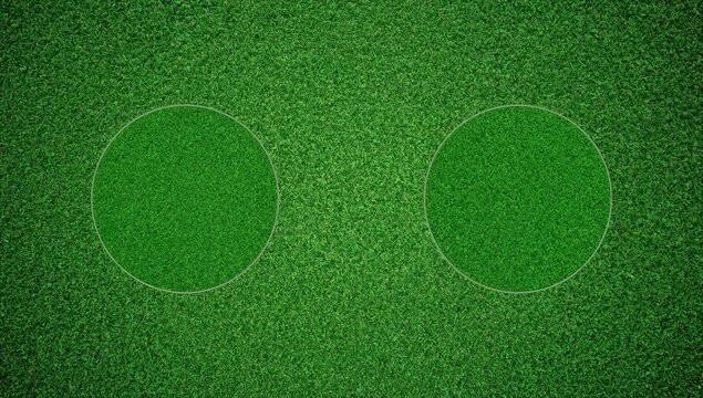Campo de futebol verde com dois c&iacute;rculos vazios para texto ou logotipo