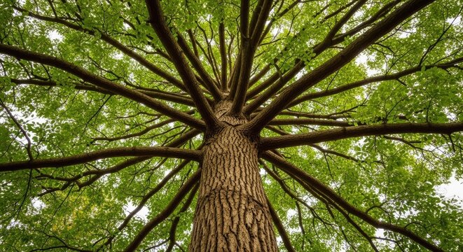 Majestic tree canopy a stunning display of nature's beauty with lush green leaves and sturdy branches