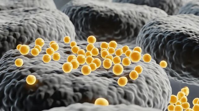 Cells becoming less responsive to insulin signals, glucose particles remaining outside the cell