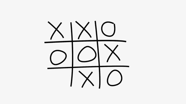 Tic Tac Toe game animation. Tic Tac Toe X-O game icon with hand drawn, Material animation, transparent background, 4k video