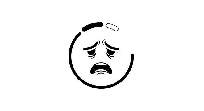 Emoji face with a sad worried scared expression mental health concerned distressed expression suffering frustration loneliness psychology emergency illustration