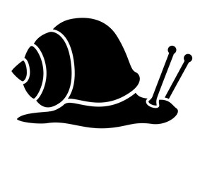 A snail silhouette of a mollusk is a vector image for a logo, pictogram, or stencil. A grape snail is suitable for an icon, sign, or laser cutting. © Hanna