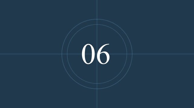 Dark Teal and Black Film Countdown Leader with White Number 01 for Movie Intro.