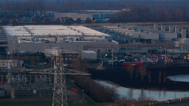 Data Center Construction in Winschoten, aerial.