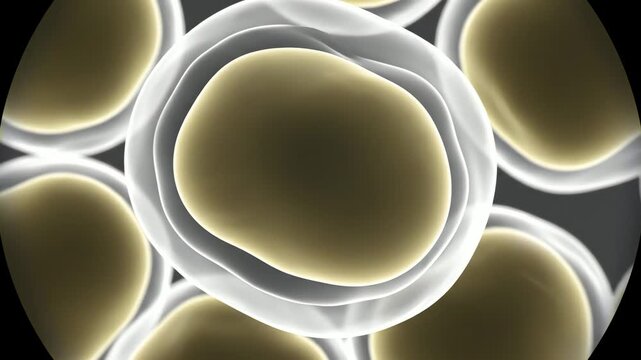Fat cells expanding as excess lipids accumulate inside