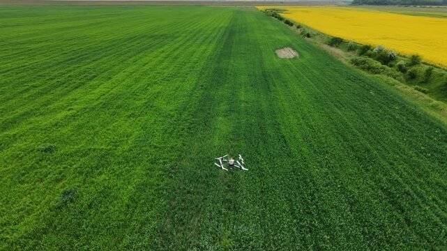 Agricultural drone spraying field crop