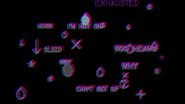 Emotional Mental Health Sadness Glitch Text Overlay With RGB Split