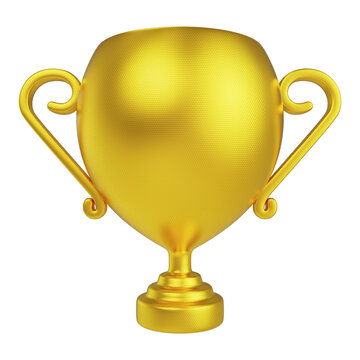 Golden Trophy Cup 3D Winner Award Icon Isolated on Transparent Background