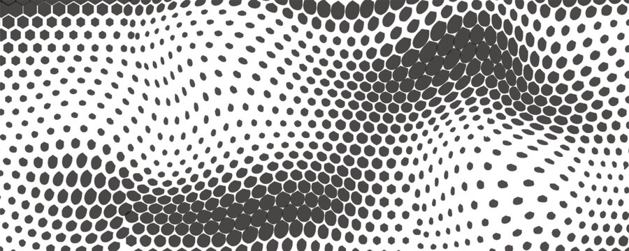 simple modern abstract black colour big to small halftone polka dot wavy distort pattern.