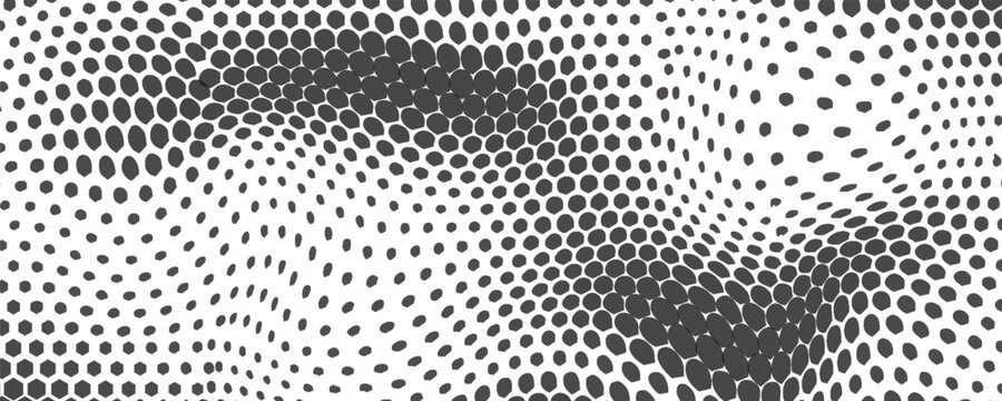 simple modern abstract black colour big to small halftone polka dot wavy distort pattern.