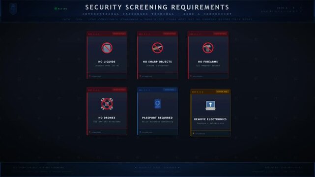 Airport Security Screening Requirements Prohibited Items Restriction Motion Graphic