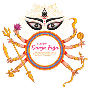 Happy durga pooja vector illustration