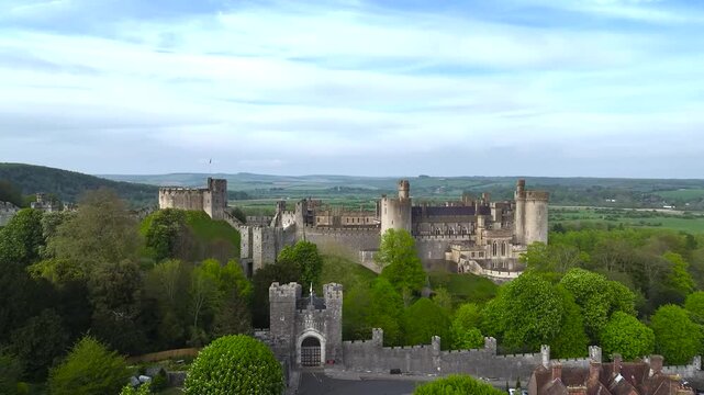 Arundel Castle from a drone, Arundel, West Sussex, England