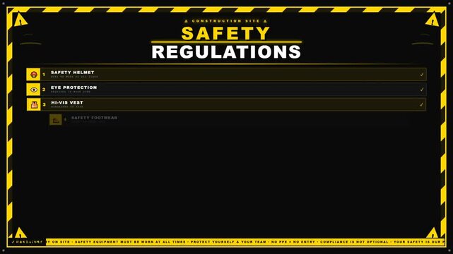Construction Site Safety Regulations Mandatory PPE Equipment Motion Graphic Yellow Black
