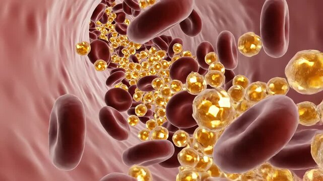 Excessive glucose molecules crowding the bloodstream