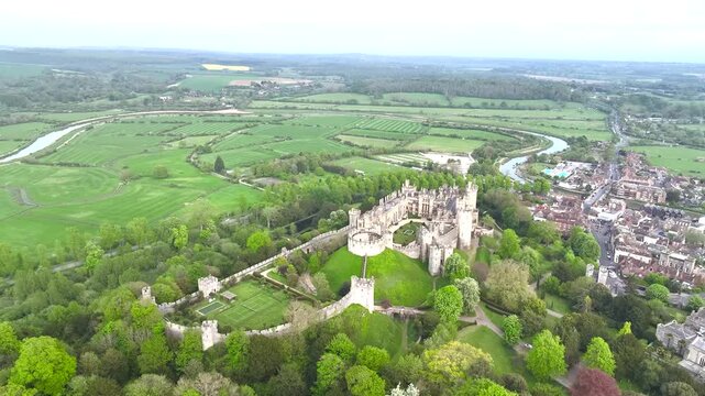 Arundel Castle from a drone, Arundel, West Sussex, England