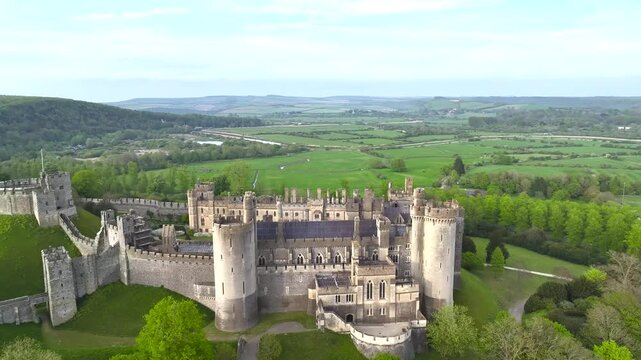 Arundel Castle from a drone, Arundel, West Sussex, England