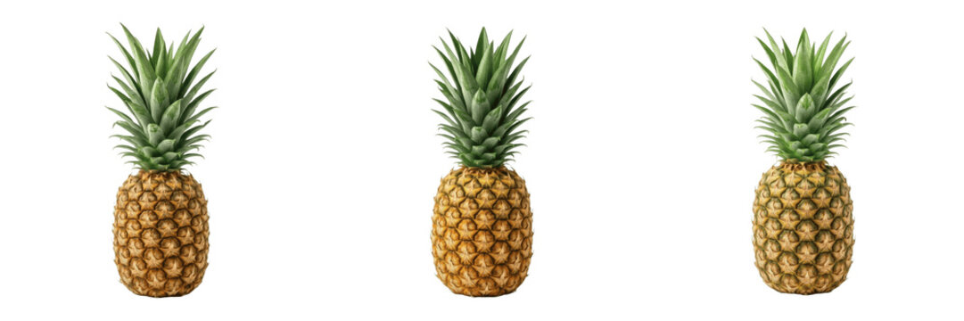 Whole Fresh Pineapple Fruit Isolated On Transparent Background Tropical Sweet Food Ripe Organic Nutrition Crop