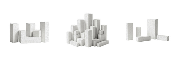 Fototapeta premium Abstract White Geometric Pillar Blocks Transparent PNG 3D Shapes For Architectural And Minimalist Modern Design