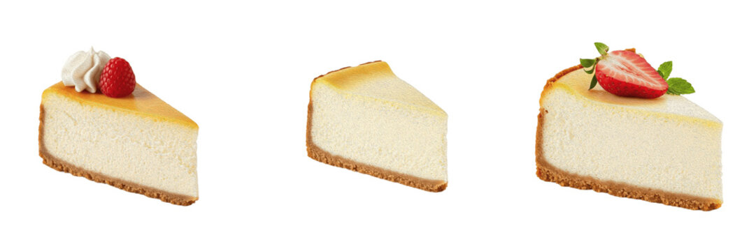 Slice of New York Style Cheesecake Dessert Transparent PNG Cutout for Bakery Cafe Menu Design