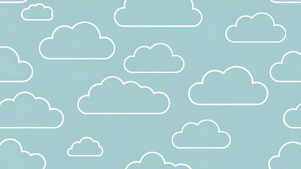 Fototapeta premium Clouds pattern design with white outlines on blue background for wallpaper