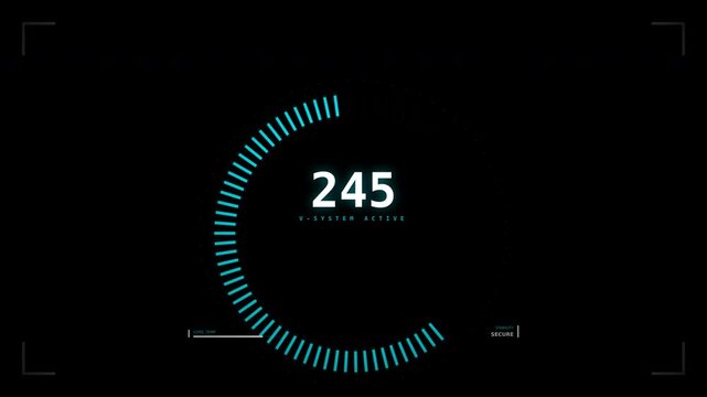 Futuristic Digital Speedometer Display with Dynamic Blue Highlights in Motion Video Animation